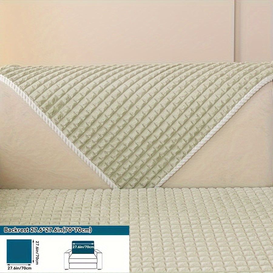 1pc Plush Sofa Cover - Soft, Thick, and Pet-Friendly Couch Protector for All Seasons, Non-Slip Furniture Slipcover for 1 to 4-Seater Sofas, Beige/Light Green/Dark Gray/Black Options, Perfect for Living Room, Bedroom, or Office Decor, Sofa Protection Cover