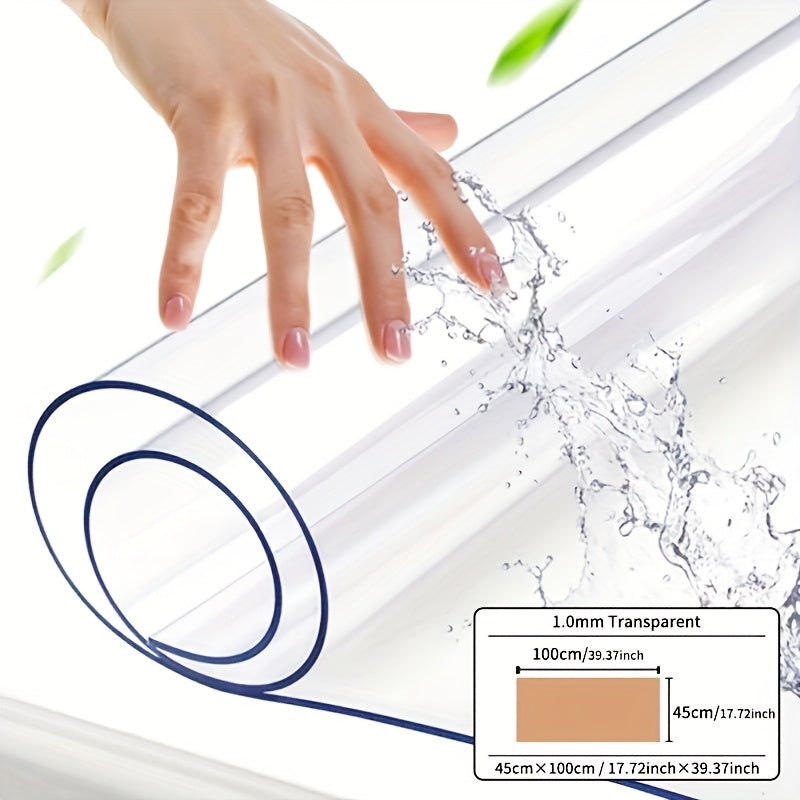 1pc Luxury Transparent Tablecloth - 1.0mm Thick PVC, Scratch & Heat Resistant, Protective Film for Dining & Coffee Tables - Ideal for Home, Office, Hotel Use - Elegant Square Design, Tablecloth