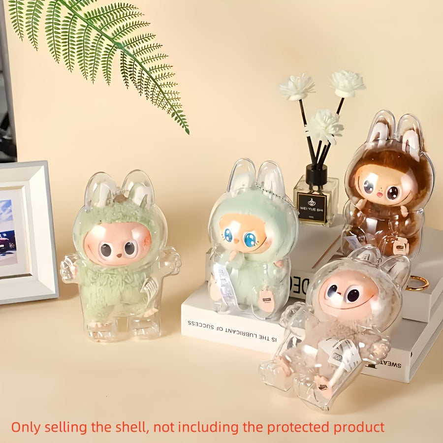 Protective Case, Dustproof Shell, 1 Doll Monster Series Acrylic Transparent Protector, Clear Plastic Dust Bag Pendant Accessory, Storage Box for Collectible Figures (Doll Not Included)