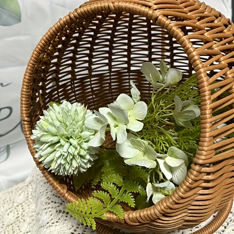 1pc Round Woven Rattan Cat Hammock Basket