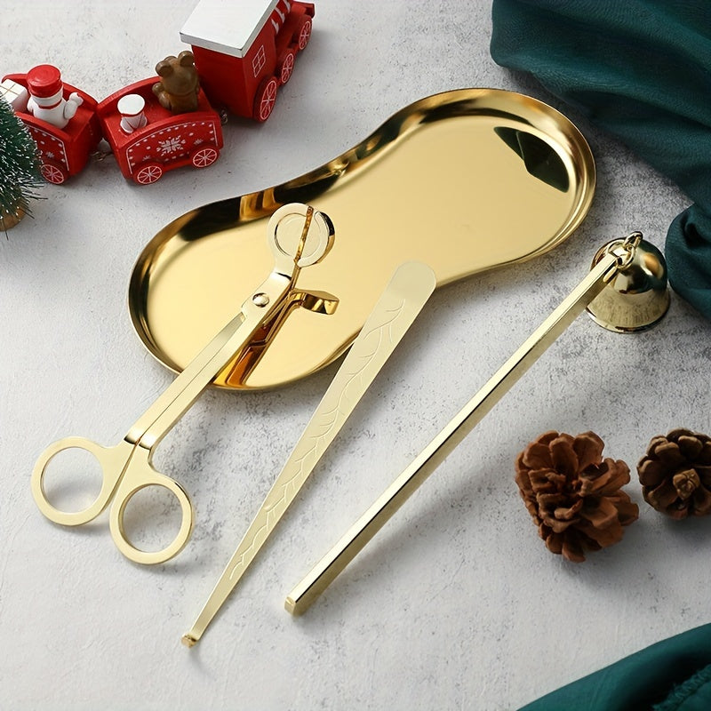 3/4pcs Small Aromatherapy Candle Tool Set, Candle Snuffer Tool Set, Stainless Steel Candle Scissors, Wick Trimmer, Candle Extinguisher Cover, Candle Wick Hook, Candle Accessories