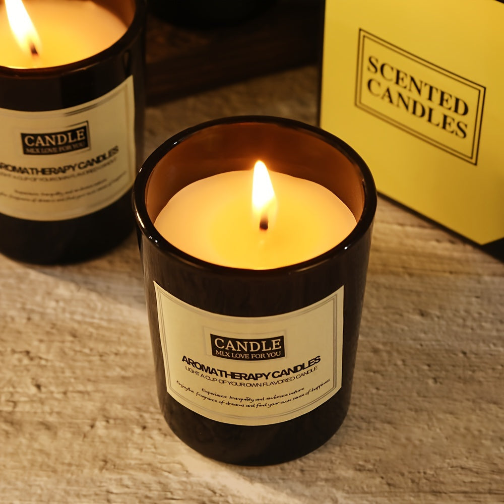 1 shiny black glass aromatherapy candle, lavender sandalwood fragrance, home creative decoration, birthday party gift, smokeless fragrance candle, Perfect for Thanksgiving