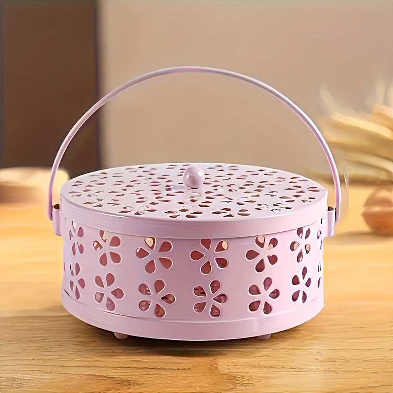 [Vintage Coil Holder] Portable Metal Mosquito Coil Holder with Handle | Vintage Style Iron Incense Burner for Home & Outdoor Decor