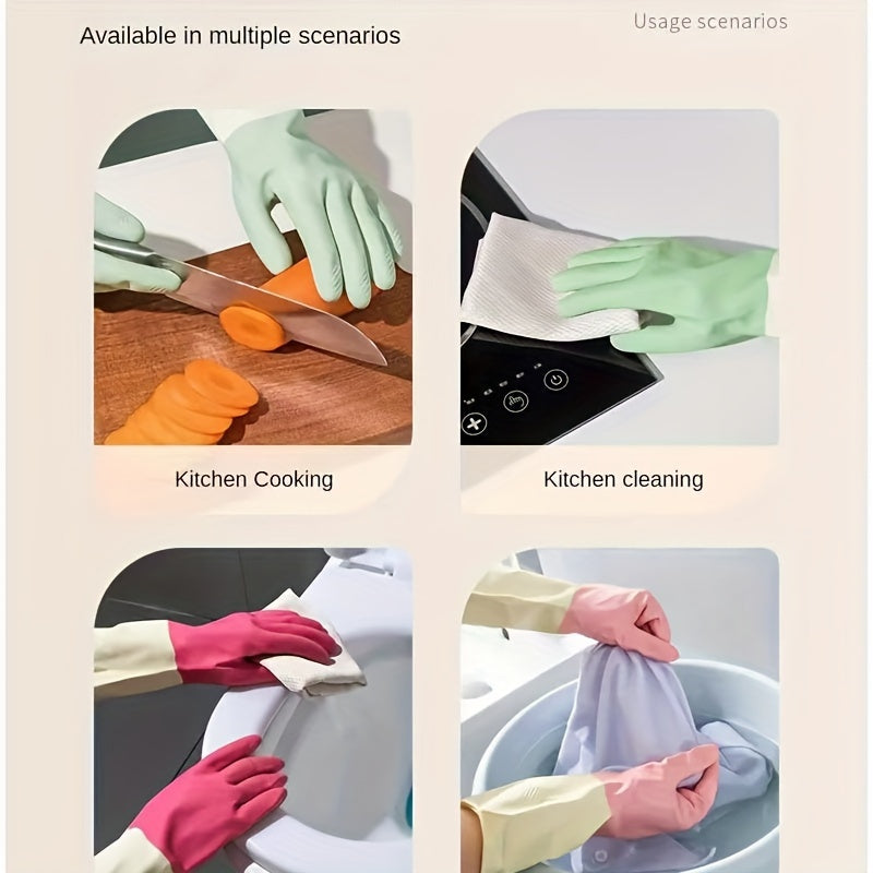 3 Pairs of Thick, Waterproof Latex Kitchen Gloves - Beige & Mint Green, Non-Slip Grip for Dishwashing, Cleaning, and Household Chores, Material, Perfect for Kitchens, Bathrooms, and Living Areas, Cleaning Gloves | Ergonomic Gloves | Durable Rubber Gloves,