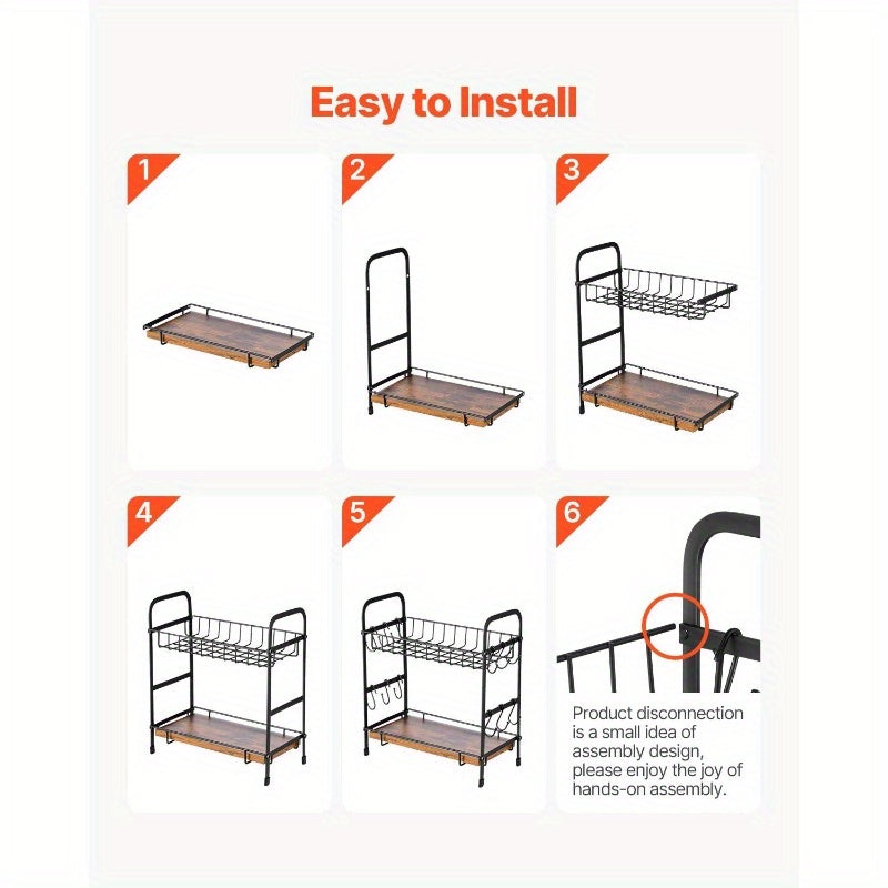 2 Tier Coffee Bar Organizer for Countertop with 12 Movable Hooks Mug Holder