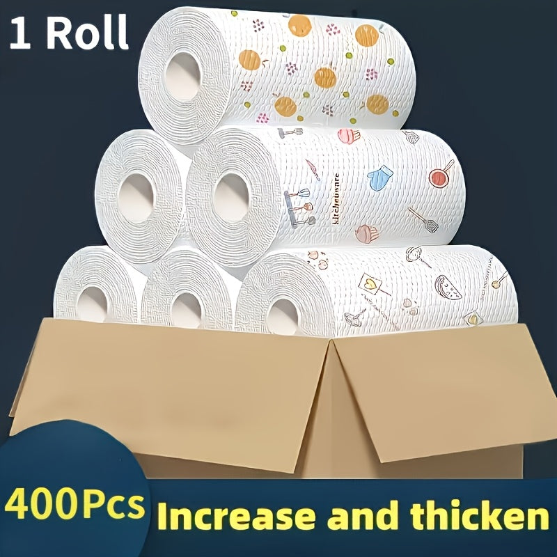 400pcs Washable Kitchen Paper Towels - Absorbent, Non-Stick Oil-Absorbent Roll, Durable Polyester Fabric, Ideal for Kitchen, Car, Living Room, Toilet, Bedroom, Kitchen Cleaning Essentials | Decorative Kitchenware | Washable Fabric