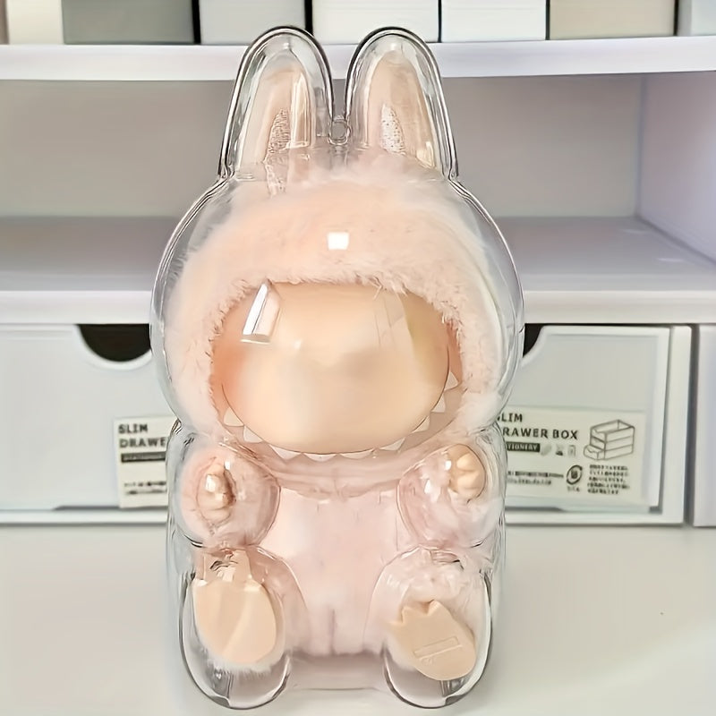 La Boo-Boo Dustproof Acrylic Display Case - Transparent Cube with Pink Base, 68.58cm Height, 3.2 Cu Ft Capacity, Ideal for Collectible Figurines & Ornaments, Perfect for Halloween & Christmas Decor, Figurine Display Case|Decorative Storage|Secure Closure
