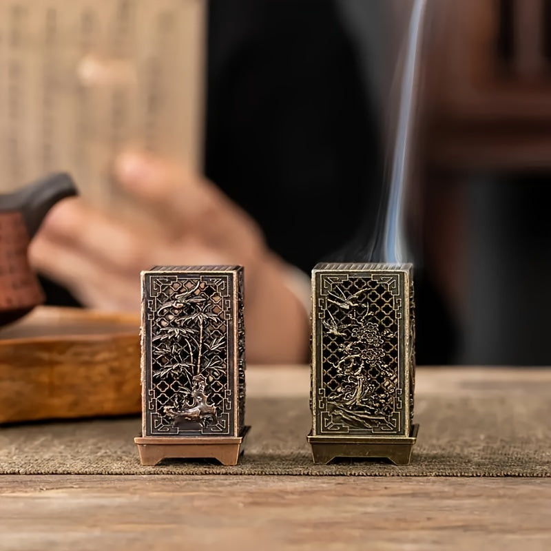 An exquisite set of metal incense burners with decorative design - multi-functional incense burners suitable for incense sticks and cones, elegant Chinese art style home decoration, suitable for Christmas, Halloween, Easter, Day of Light, Thanksgiving