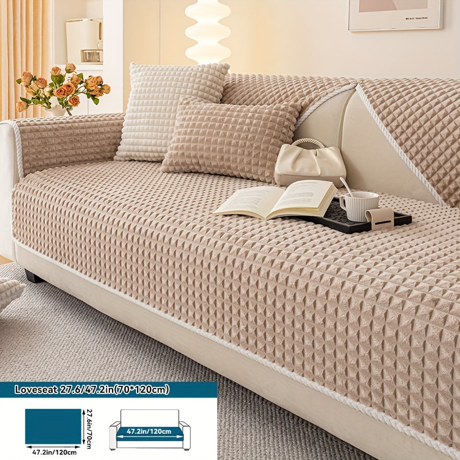 1pc Plush Sofa Cover - Soft, Thick, and Pet-Friendly Couch Protector for All Seasons, Non-Slip Furniture Slipcover for 1 to 4-Seater Sofas, Beige/Light Green/Dark Gray/Black Options, Perfect for Living Room, Bedroom, or Office Decor, Sofa Protection Cover