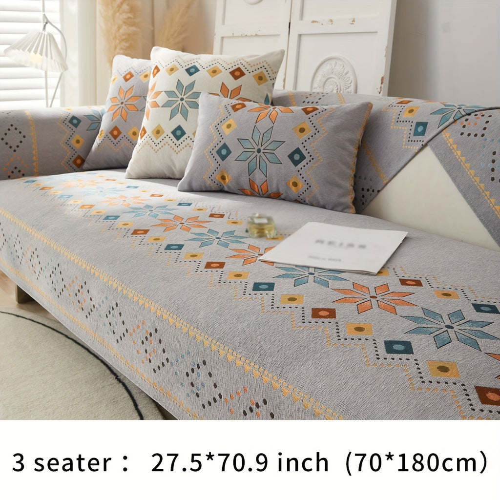[Non-slip Sofa Cover] 1pc Non-slip Chenille Sofa Slipcover - Couch Cover, Four Seasons Universal Furniture Protector For Bedroom Office Living Room Home Decor