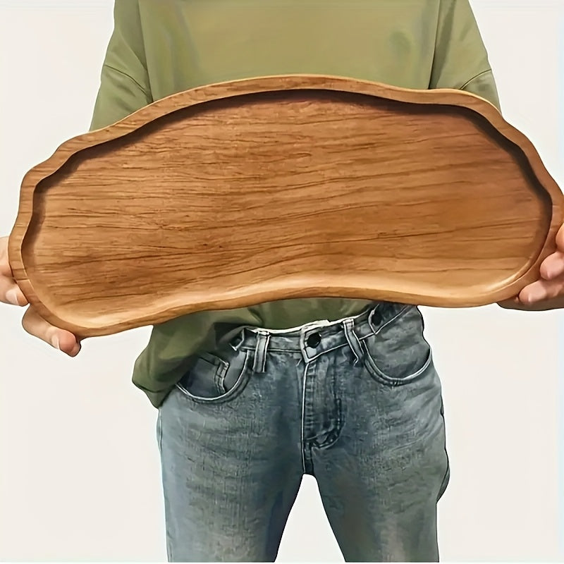 Lightweight Solid Wood Handcrafted Wooden Dessert Plate Set - Oval Serving Tray, Multi-Use Platter, Ideal for Breakfast, Coffee, Tea, Snacks, Plants, Room Decor - with Cheese Board & Serving Dish for Holiday Gift, All-Season Kitchen Accessory