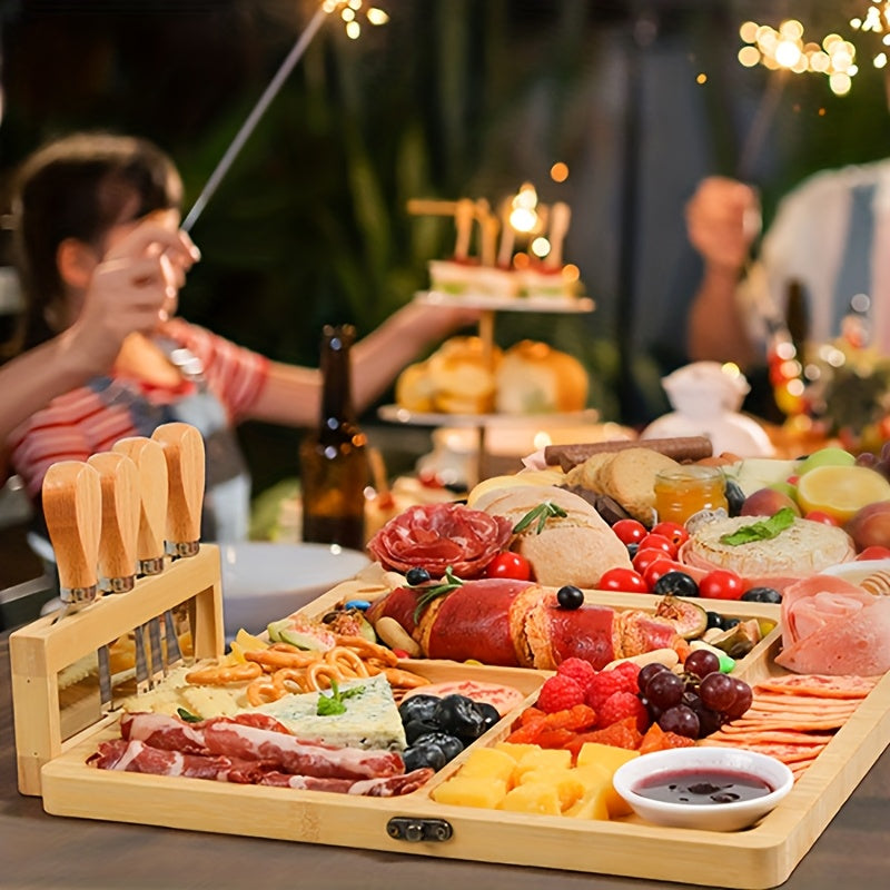 Bamboo Cheese Board Set with Knives