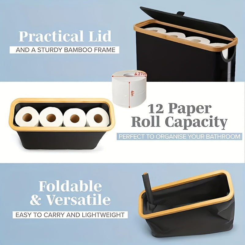 1pc Modern Bamboo Toilet Paper Storage Basket