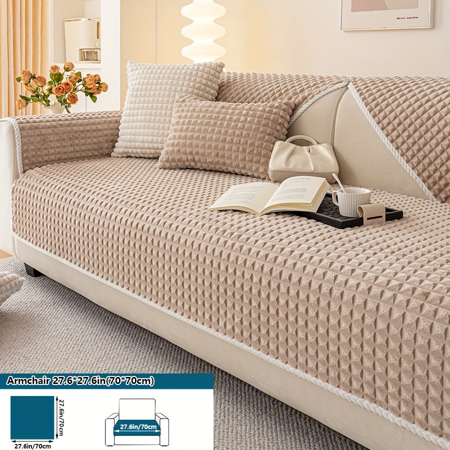 1pc Plush Sofa Cover - Soft, Thick, and Pet-Friendly Couch Protector for All Seasons, Non-Slip Furniture Slipcover for 1 to 4-Seater Sofas, Beige/Light Green/Dark Gray/Black Options, Perfect for Living Room, Bedroom, or Office Decor, Sofa Protection Cover