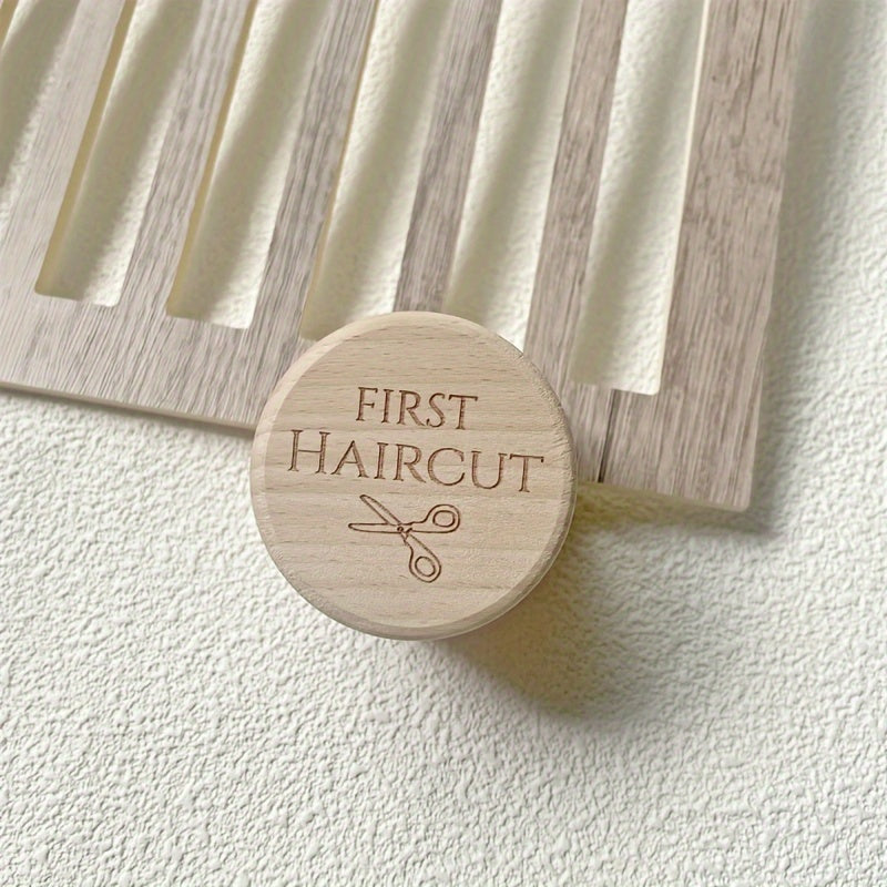 [Wooden First Haircut Memorial Container] 1pc Wooden First Haircut Keepsake Box, Light Beige, Rustic Memorial Container for 'S First Curls, Ideal for Home Decor, Christmas, Halloween Gift
