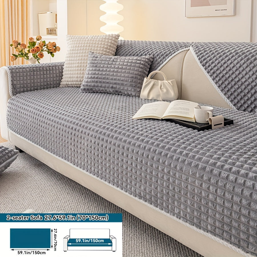 1pc Plush Sofa Cover - Soft, Thick, and Pet-Friendly Couch Protector for All Seasons, Non-Slip Furniture Slipcover for 1 to 4-Seater Sofas, Beige/Light Green/Dark Gray/Black Options, Perfect for Living Room, Bedroom, or Office Decor, Sofa Protection Cover