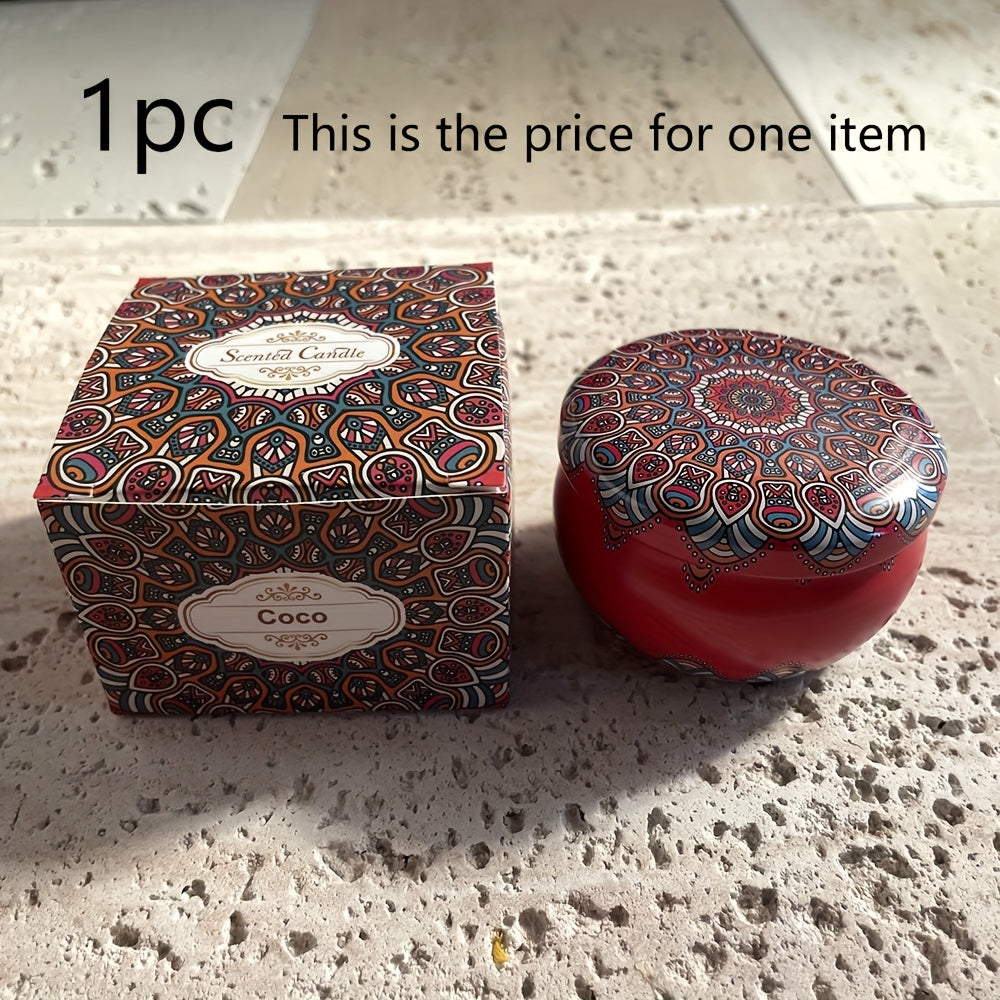 1pc Or 4pcs Bohemian Mandala Style Scented Candles Gift Set for Women, Featuring Four Different Fragrances. Ideal for Women'S Birthdays, Valentine'S Day, Weddings, Anniversaries, Mother'S Day, Thanksgiving And Other Holiday Gifts. Suitable for Spa