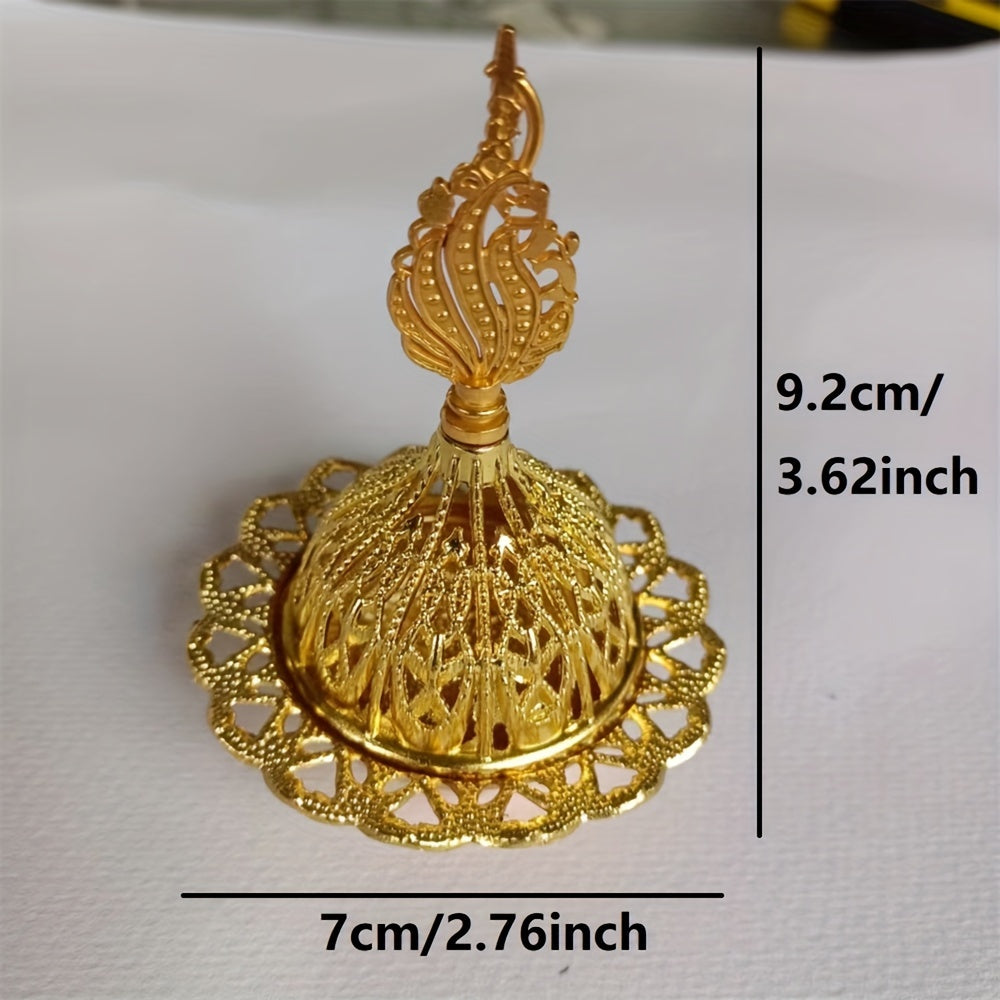 [Vintage Metal Incense Catcher Bowl] 1 Set, Metal Incense Burner, Vintage Arabic Golden Burner Catcher Holder, Incense Backflow Burner Holder Ornaments, Incense Candle Holder Ash Catcher Bowl, Desktop Miniature, Home Decor, Room Decor, Tabletop Decor, Cre