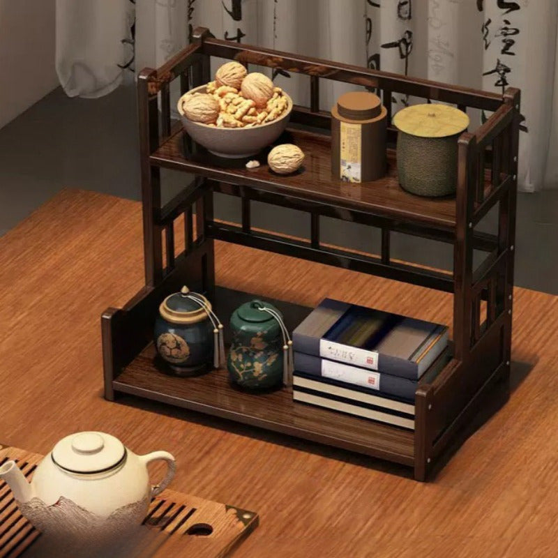 Elegant Bamboo and Wood Desktop Gap Shelf