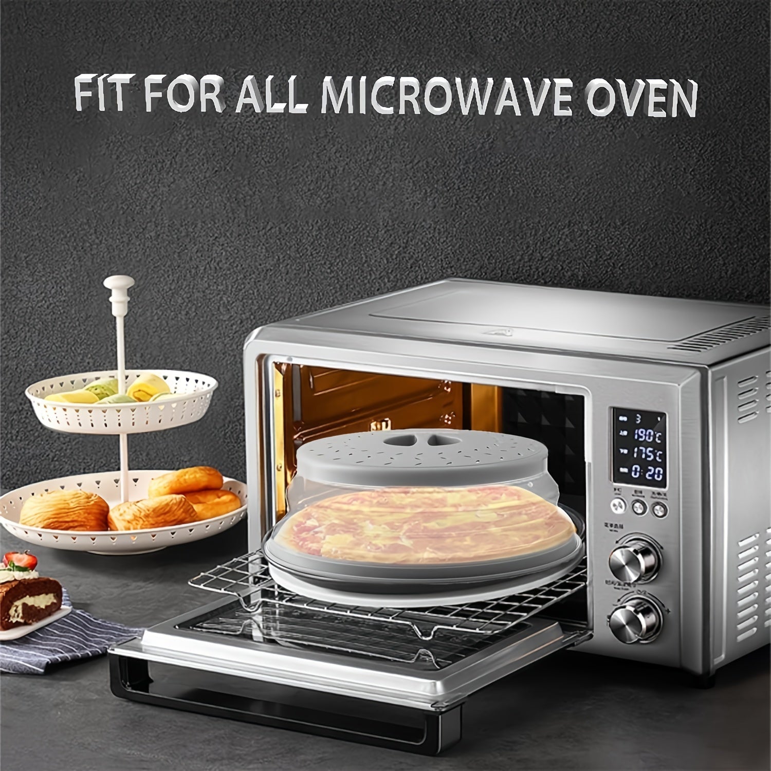 Microwave Plate Cover Collapsible Food Plate Lid Cover - BPA Free, Easy Grip, Microwave Plate Guard Lid with Steam Vent & Colander Strainer for Fruit