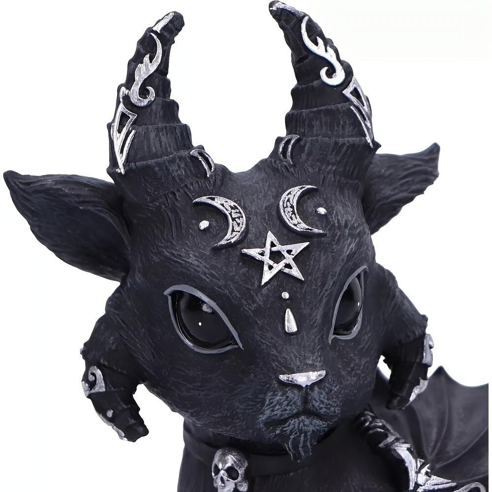 Resin Gothic Magic Horn Goat Figurine - Art Deco Style Halloween Decor, Charming Collectible for Various Room Types, Festive Tabletop Ornament for Holidays