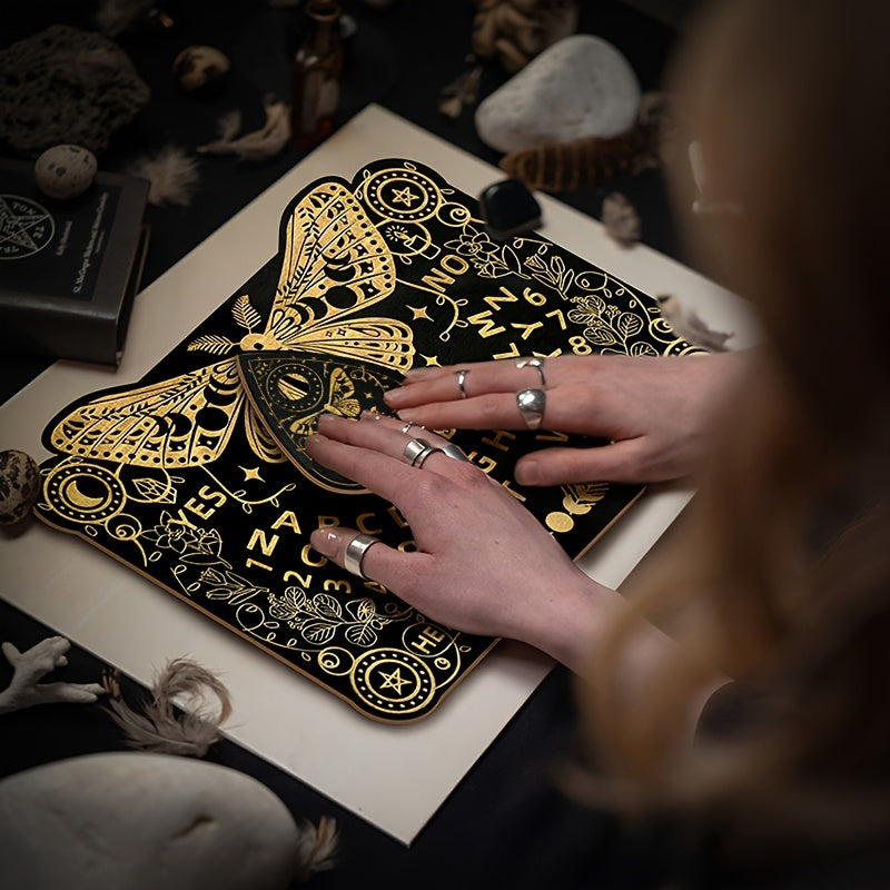 Wooden Butterfly-Themed Ouija Board Set with Instructions - Engraved Spirit Board for Wiccan Altar & Party Decorations, Perfect for Winter, New Year