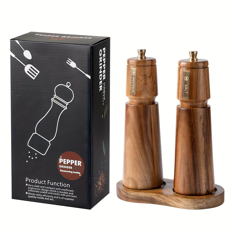 2pcs, Acacia Pepper Grinder Set