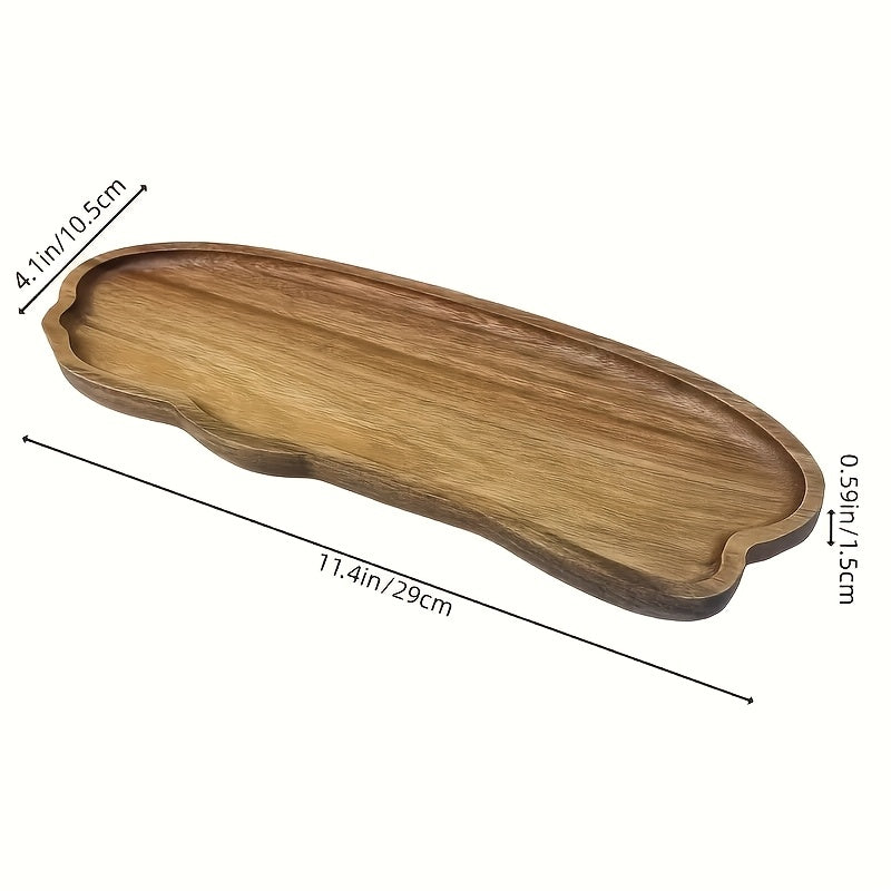 Lightweight Solid Wood Handcrafted Wooden Dessert Plate Set - Oval Serving Tray, Multi-Use Platter, Ideal for Breakfast, Coffee, Tea, Snacks, Plants, Room Decor - with Cheese Board & Serving Dish for Holiday Gift, All-Season Kitchen Accessory