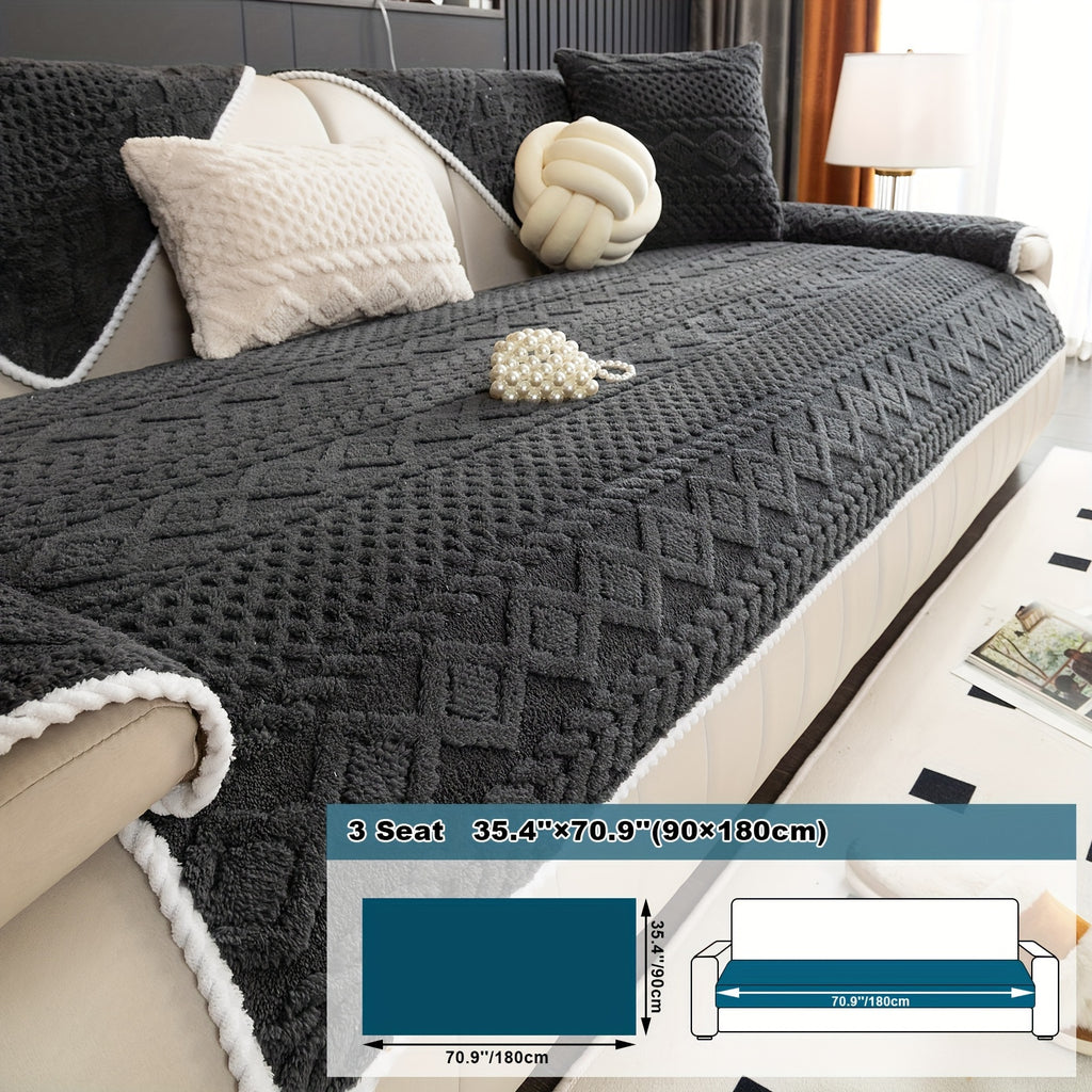 Classic Jacquard Shu Velveteen Sofa Cover - Pet-Friendly, Non-Slip, Machine Washable, Breathable 100% Polyester, 1pc