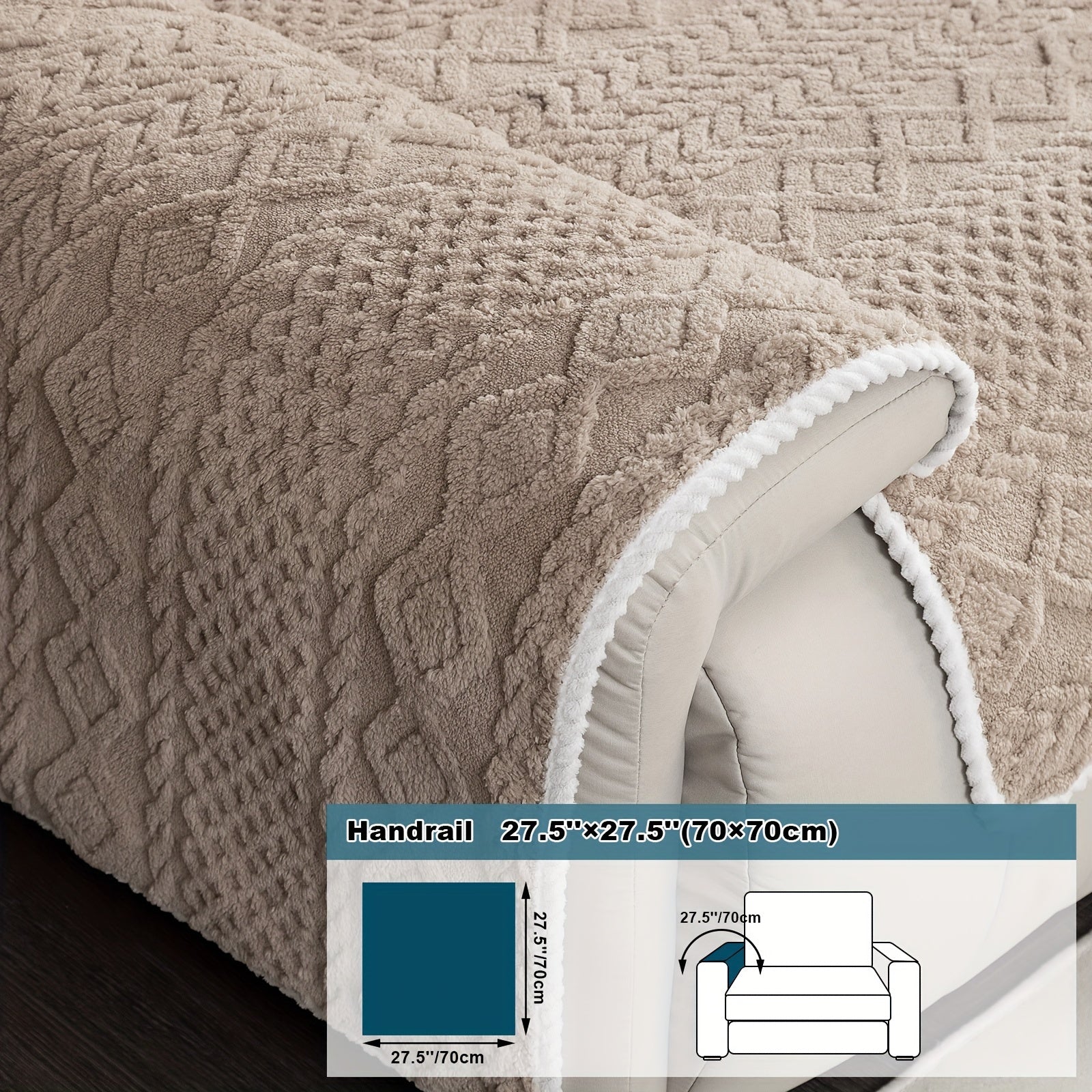 Classic Jacquard Shu Velveteen Sofa Cover - Pet-Friendly, Non-Slip, Machine Washable, Breathable 100% Polyester, 1pc