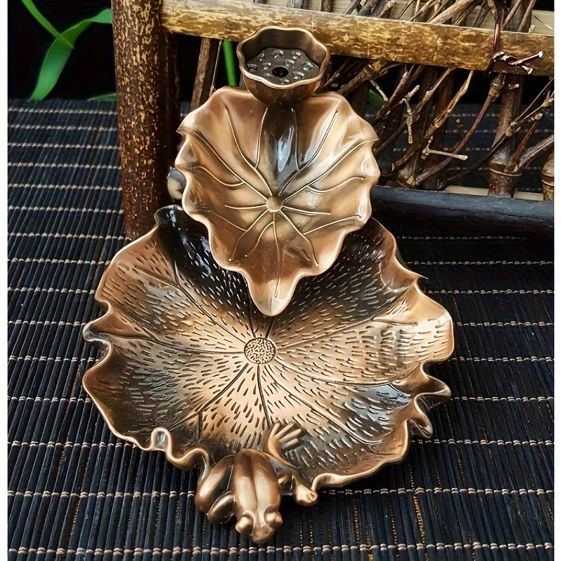1pc Lotus Leaves Backflow Incense Holder, Waterfall Incense Burner for Spa, Yoga, Meditation, Gifts as Ornament Home Decoration