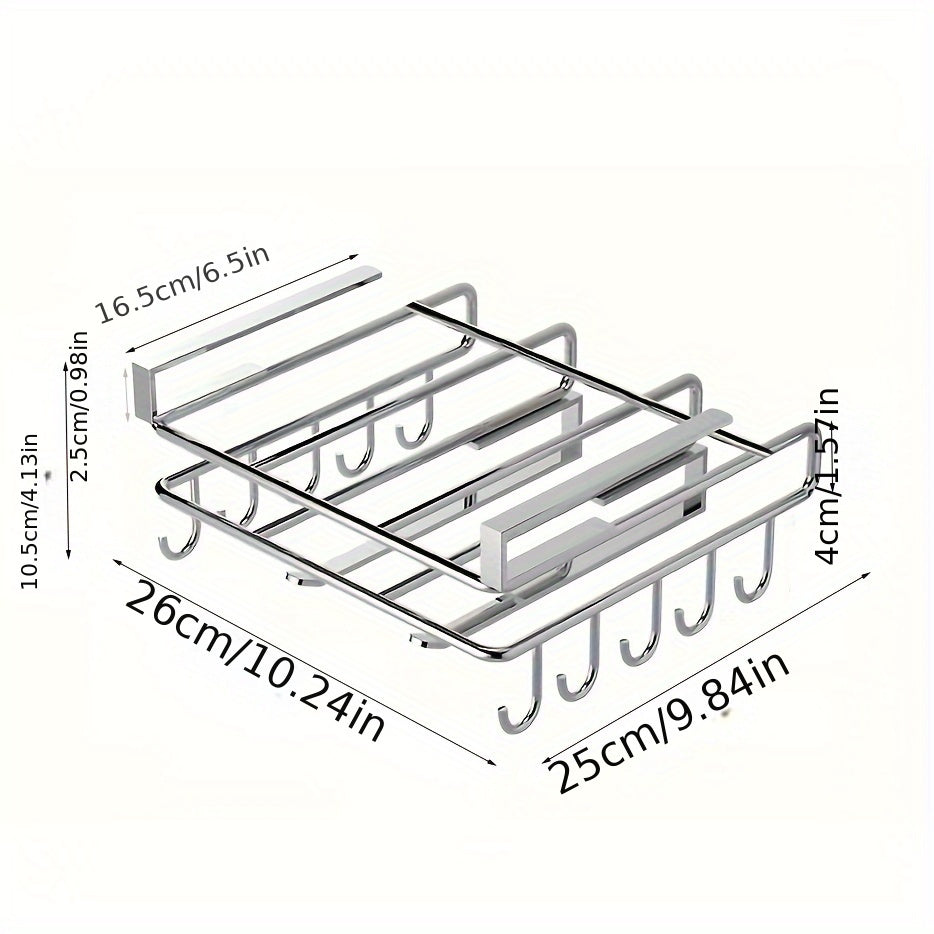 1pc Storage Rack, Stainless Steel Under-Cabinet Hanging Rack, Multipurpose Wall-mounted Storage Organizer, For Kitchen And Restaurant, Kitchen Organizers And Storage, Kitchen Accessories