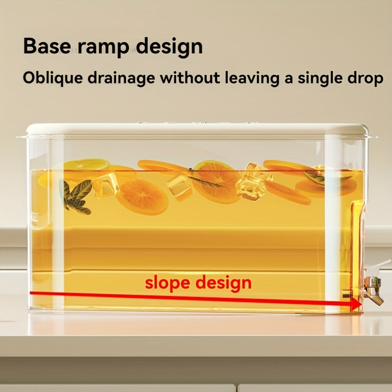 4L Plastic Refrigerator Beverage Dispenser with Spigot - Large Capacity Cold Drink Pitcher, Fruit Infuser Water Jug for Juice, Tea, Cold Brew, Household Beverage Tub with Tap (Set of 1)