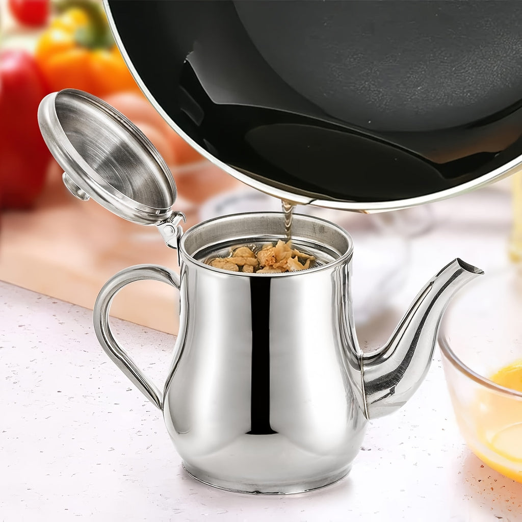 [Oil Strainer] Stainless Steel Oil Strainer Pot | 2pcs | 13oz + 18oz | Fine Mesh Strainer | Home Kitchen