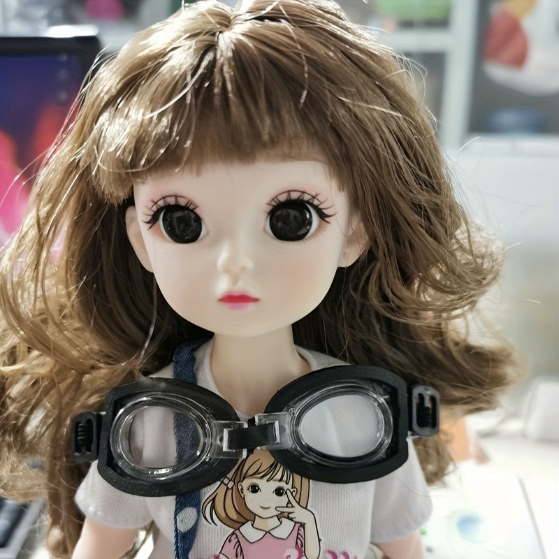 Pilot goggles, diving goggles, for Labubu， Doll clothing accessories, glasses accessories, head diameter 5-9cm universal for dolls, doll house mini glasses (10cm, 15cm, 17cm, 20cm doll glasses)