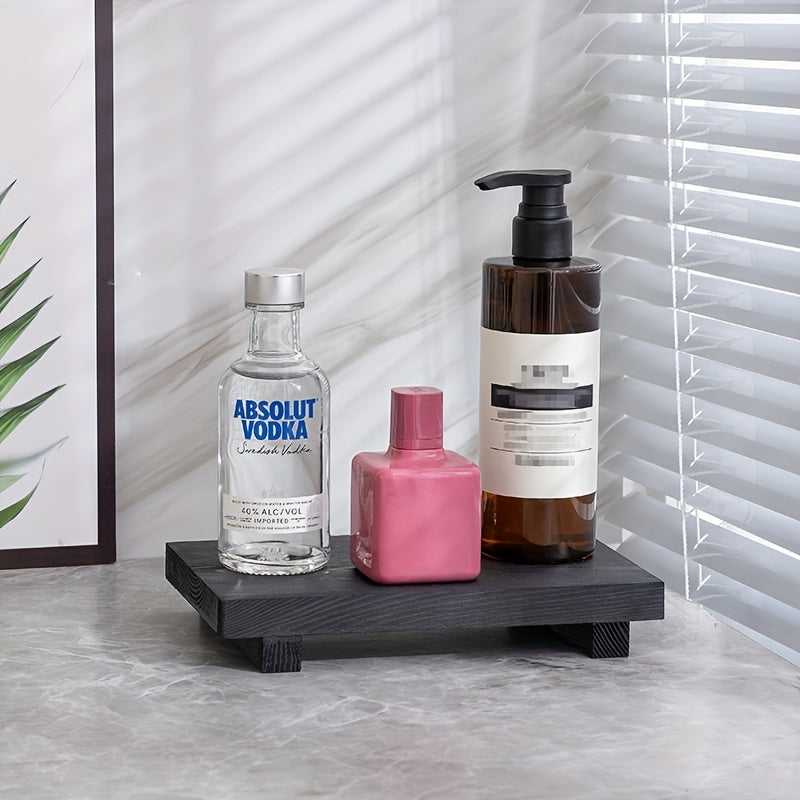 Vintage Wooden Decorative Tray - Small Space-Saving Organizer for Bathroom, Kitchen & Cosmetics Storage - Multi-Purpose Holder for Soap, Lotion Bottles, Plants, Nuts - Ideal for Christmas, Thanksgiving, Home & Party Decor - Available in Pink, Black, White