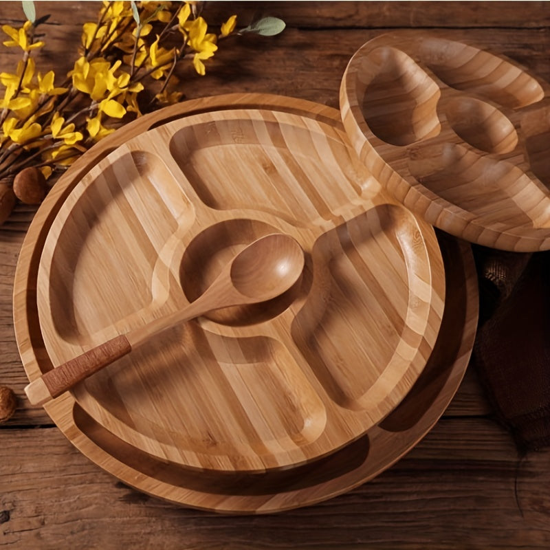 1pc Wooden Five Grids Cheese Board, Multifunctional Fruit Tray, Reusable Plate for Appetizer, Dessert, Candy, and Kitchen Decoration