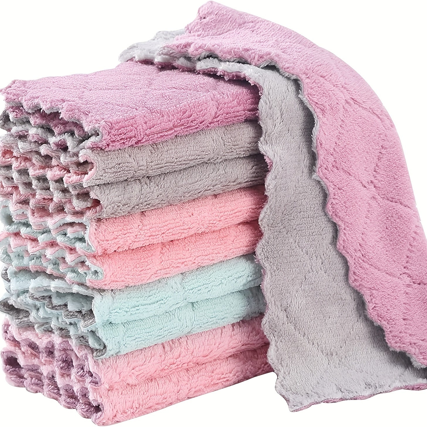 10pcs Kitchen Towels and Dishcloths Set Dish Towels for Washing Dishes Dish Rags for Everyday Cooking Baking-Random Color