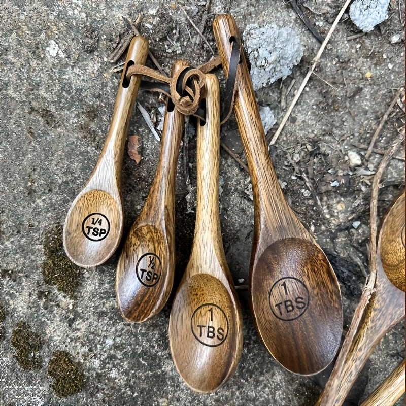 4pcs Natural Wooden Measuring Spoons