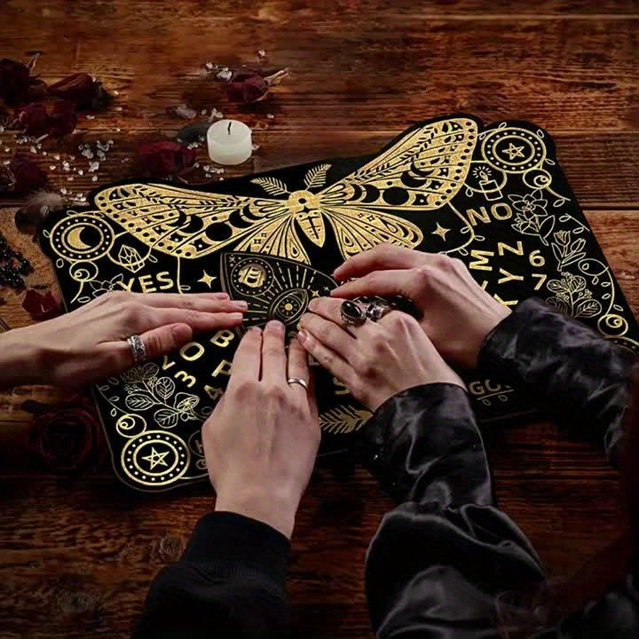 Wooden Butterfly-Themed Ouija Board Set with Instructions - Engraved Spirit Board for Wiccan Altar & Party Decorations, Perfect for Winter, New Year