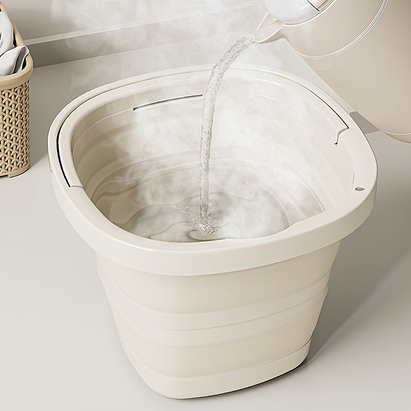 1pc Folding Bucket, Portable Plastic Bucket that Does Not Take Up Too Much Space When Folded, Portable Outdoor Car Fishing Bucket, Household Large Capacity Dirty Clothes Basket, Washing Bucket, Foot Soaking Bucket, Multifunctional Folding Bucket, Storage