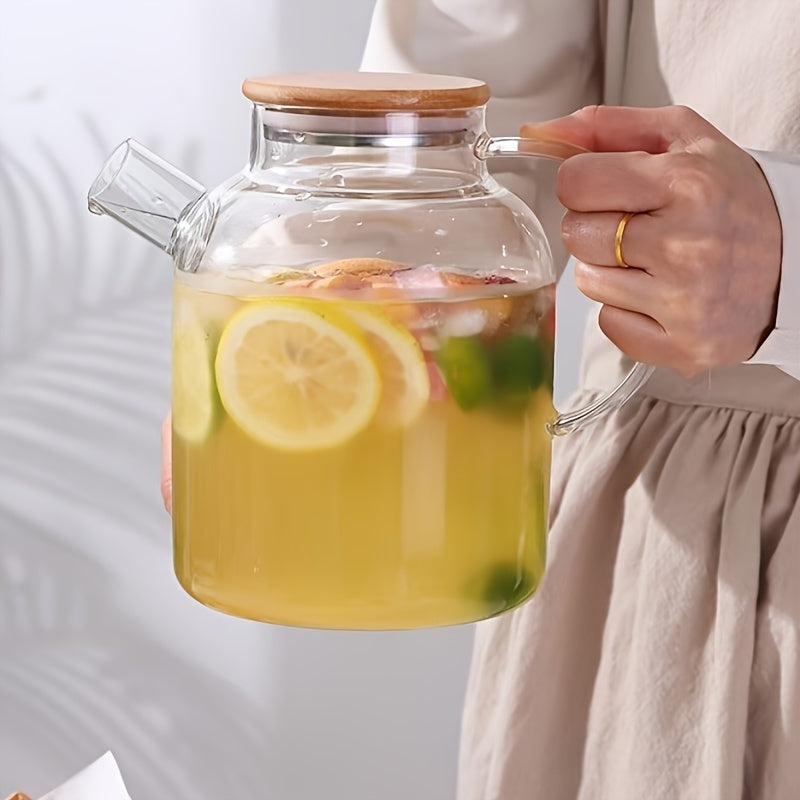 Large Capacity Borosilicate Glass Teapot with Infuser - High Temperature Resistant, Transparent, Ideal for Steamed Juice & Iced Tea - Essential Home Kitchenware for Holidays like Halloween, Christmas, Easter, Thanksgiving, Halloween Tableware|Stylish Glas