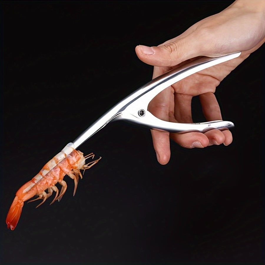 1-Pack Stainless Steel Herringbone Shrimp Peeler Tool - Ergonomic Design for Effortless Shell Removal, Durable Kitchen Gadget for Shrimp, Crab & Lobster - Professional & Home Chef Essential, Seafood Preparation, Sleek Metallic Finish, Comfortable Grip Han