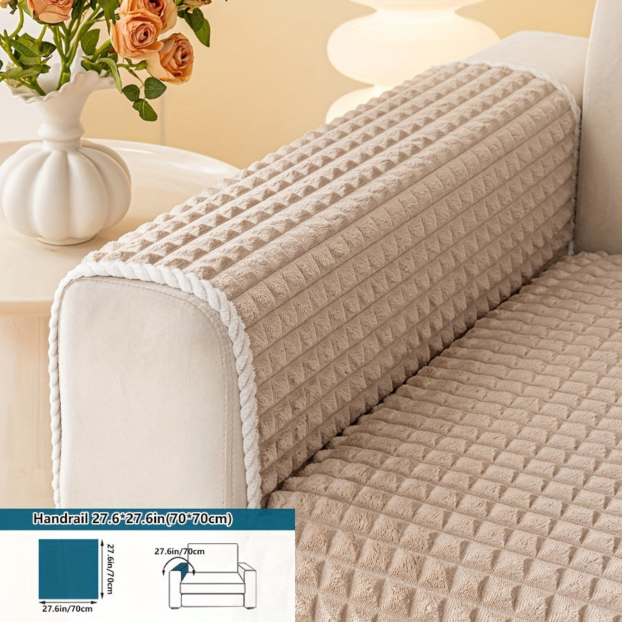 1pc Plush Sofa Cover - Soft, Thick, and Pet-Friendly Couch Protector for All Seasons, Non-Slip Furniture Slipcover for 1 to 4-Seater Sofas, Beige/Light Green/Dark Gray/Black Options, Perfect for Living Room, Bedroom, or Office Decor, Sofa Protection Cover