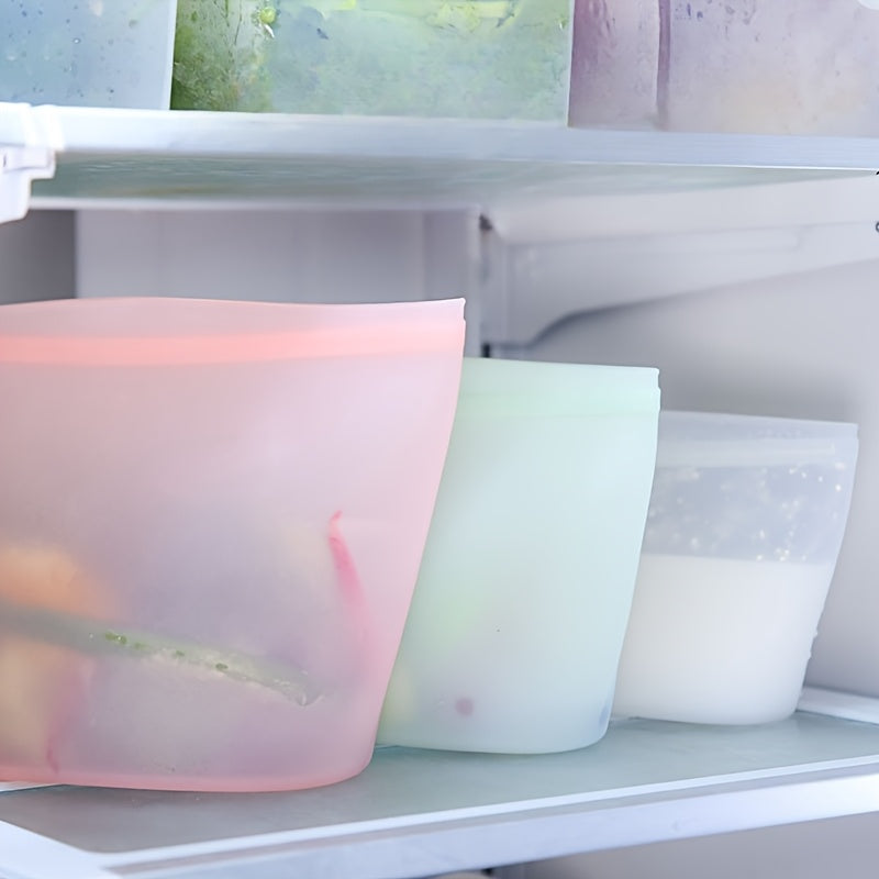 Reusable Silicone Food Storage Bags - Leakproof, Fresh-Keeping Ziplock Containers for Fridge & Freezer | 17.6oz, 35.2oz, 52.8oz | Ideal for Snacks, Fruits, and Vegetables