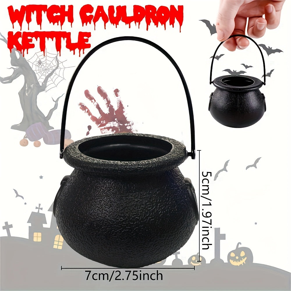 6pcs Mini Cauldron Kettles, Novelty Kettles, Halloween Black Cauldrons Holder, Witches Cauldron, Cauldron Pot Party Favors-(non-food contact)