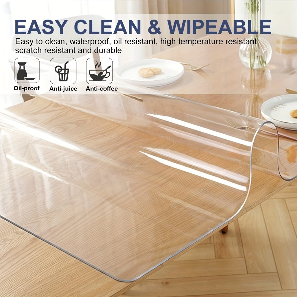 1pc Luxury Transparent Tablecloth - 1.0mm Thick PVC, Scratch & Heat Resistant, Protective Film for Dining & Coffee Tables - Ideal for Home, Office, Hotel Use - Elegant Square Design, Tablecloth