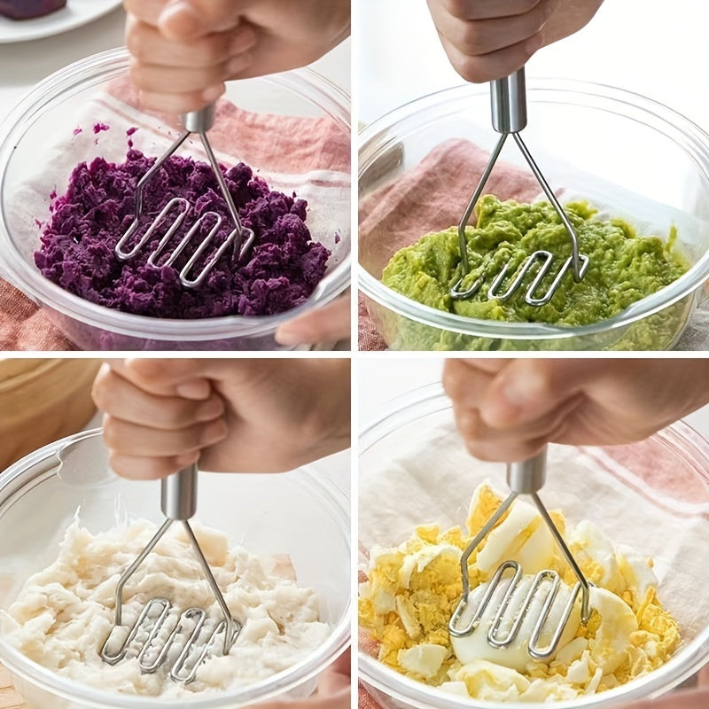 1pc Stainless Steel Wave Potato Masher - Ideal for Kitchen Vegetable and Fruit Puree, Kitchen Essentials | Modern Kitchen Tool | Durable Kitchenware