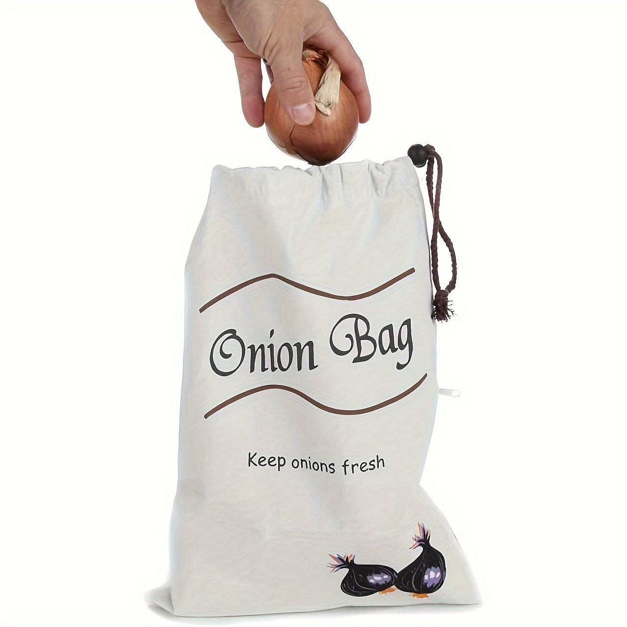 1pc Reusable Canvas Vegetable Storage Bag - Durable Square Fresh-Keeping Bags, Suitable for Potatoes and Onions, Anti-Sprouting Kitchen Organizer