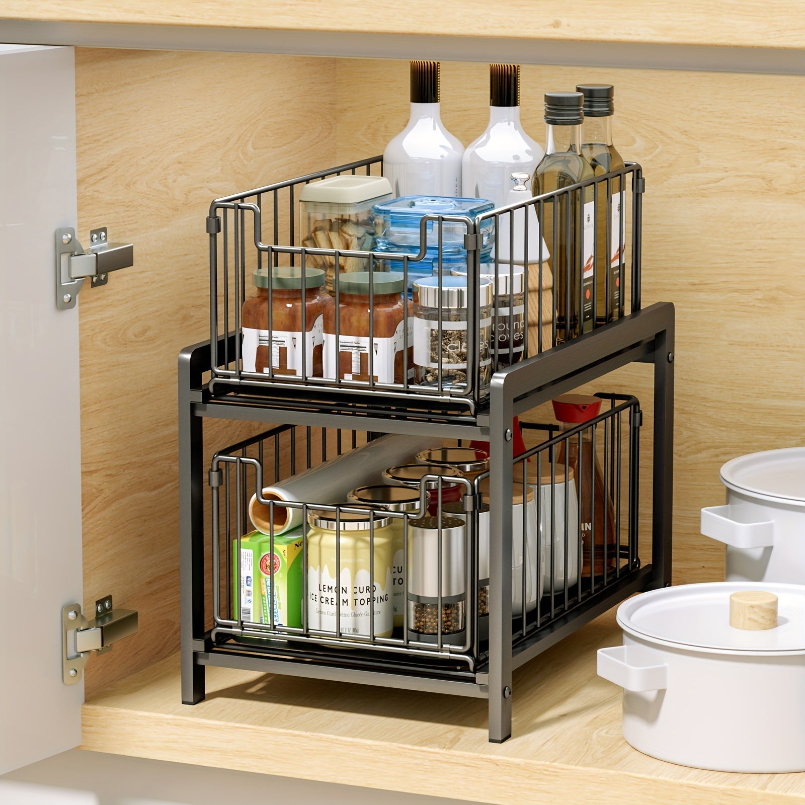 2-Tier Iron Under Sink Cabinet Organizer -